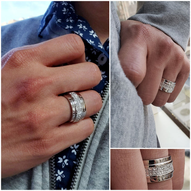 Men's Princess Cut Diamond Ring on Hand