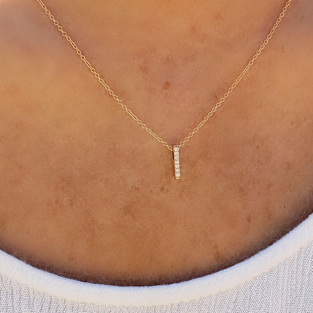Dainty Diamond Bar Necklace