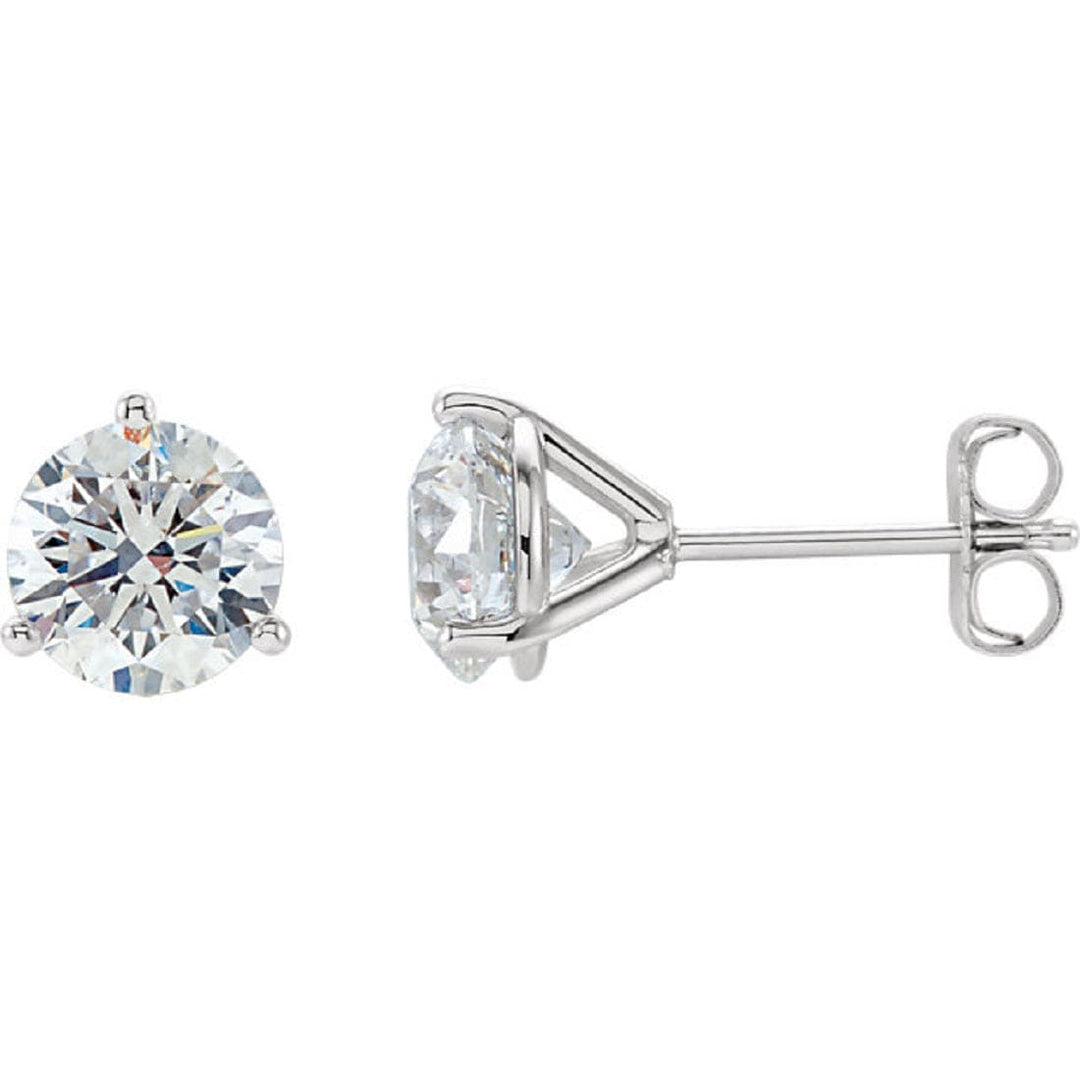 1.00 Ctw Round Cut Diamond Stud Earrings Martini Style H Color VS1 GIA Certified