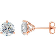 Round Cut Martini Diamond Stud Earrings rose gold