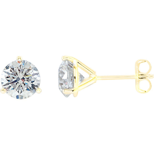 Round Brilliant Cut Diamond Martini Stud Earrings yellow gold