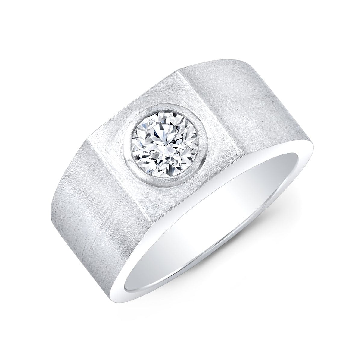 Bezel Set Solitaire Mens Ring