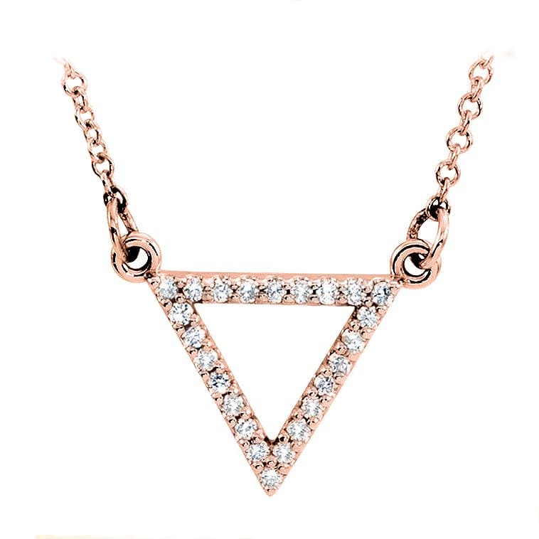 14k rose gold triangle diamond necklace