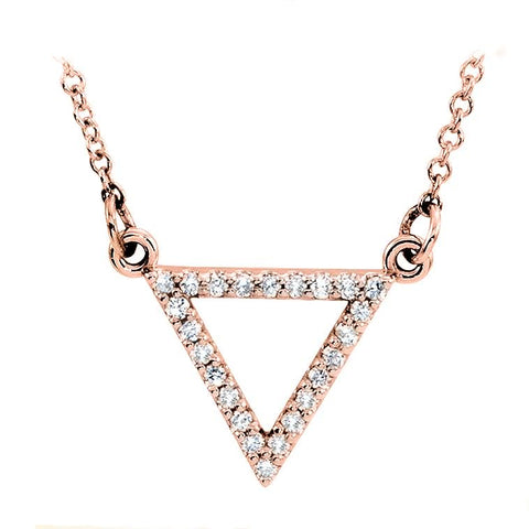 14k rose gold triangle diamond necklace