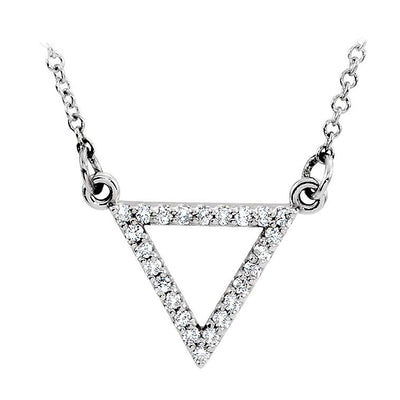 14k white gold triangle diamond necklace
