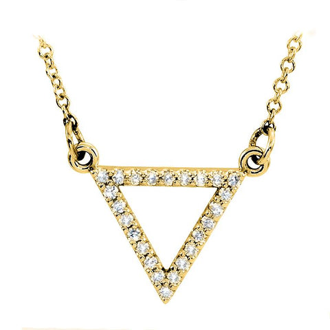 14k yellow gold triangle diamond necklace