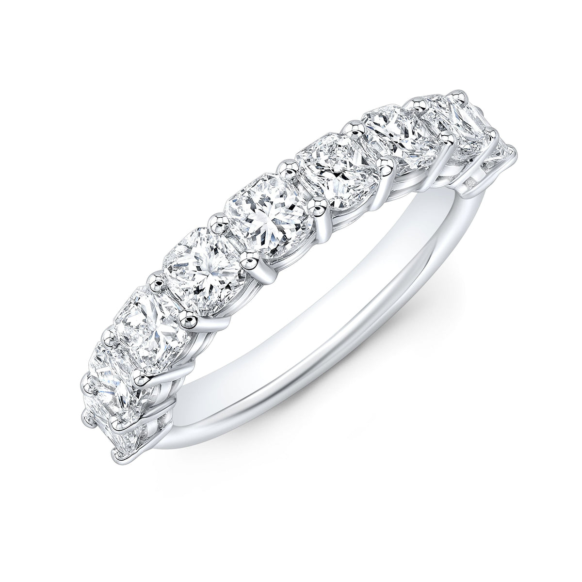 Half eternity cushion cut diamond ring