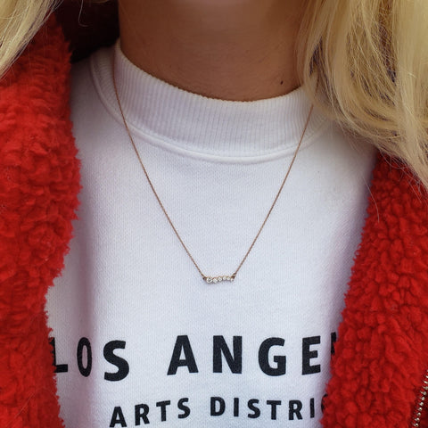 14k gold uneven bar necklace