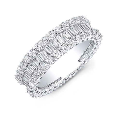 Matrix ring, Baguette cut, White, Rhodium plated | Swarovski