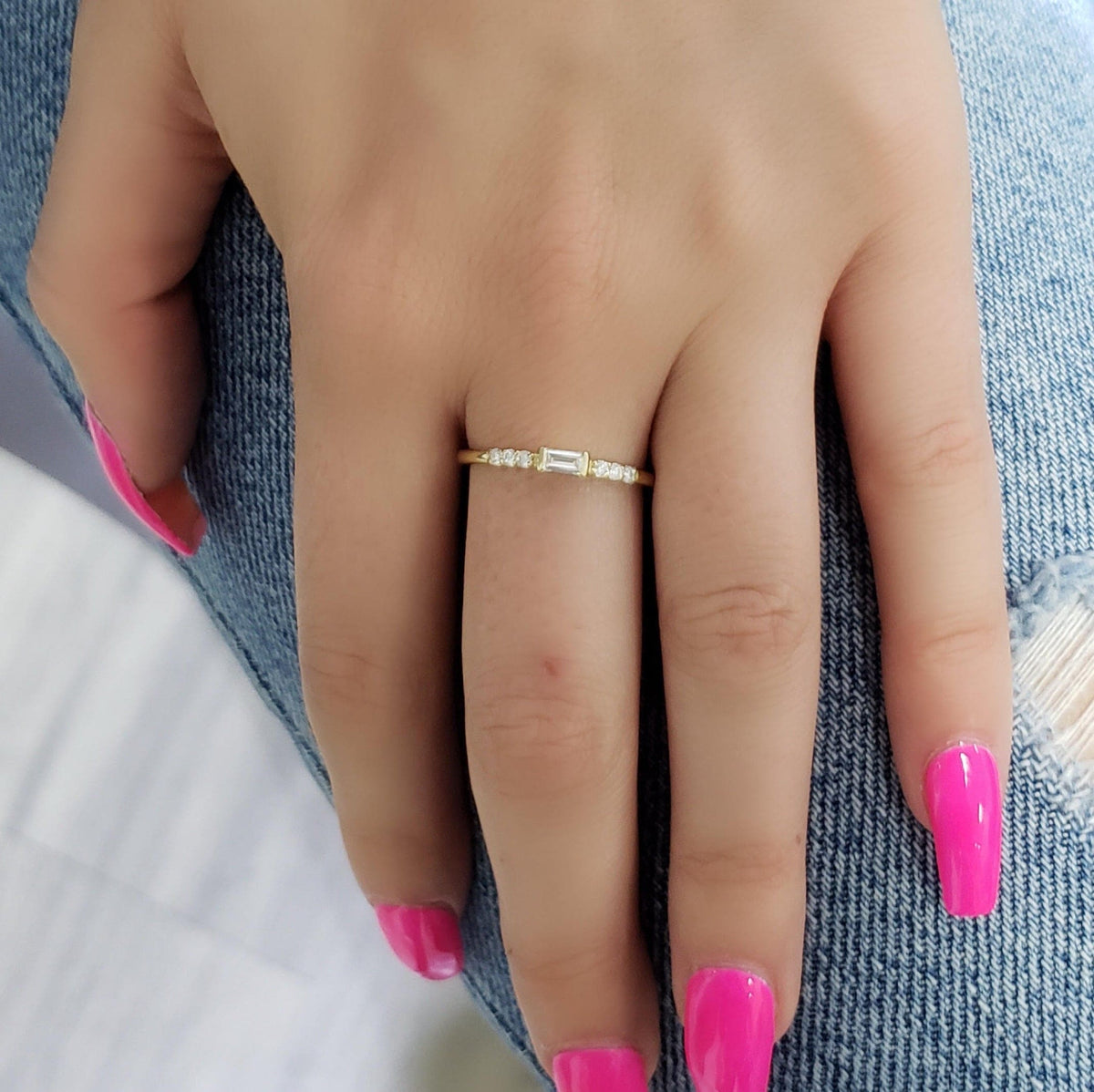 Baguette and round diamond ring