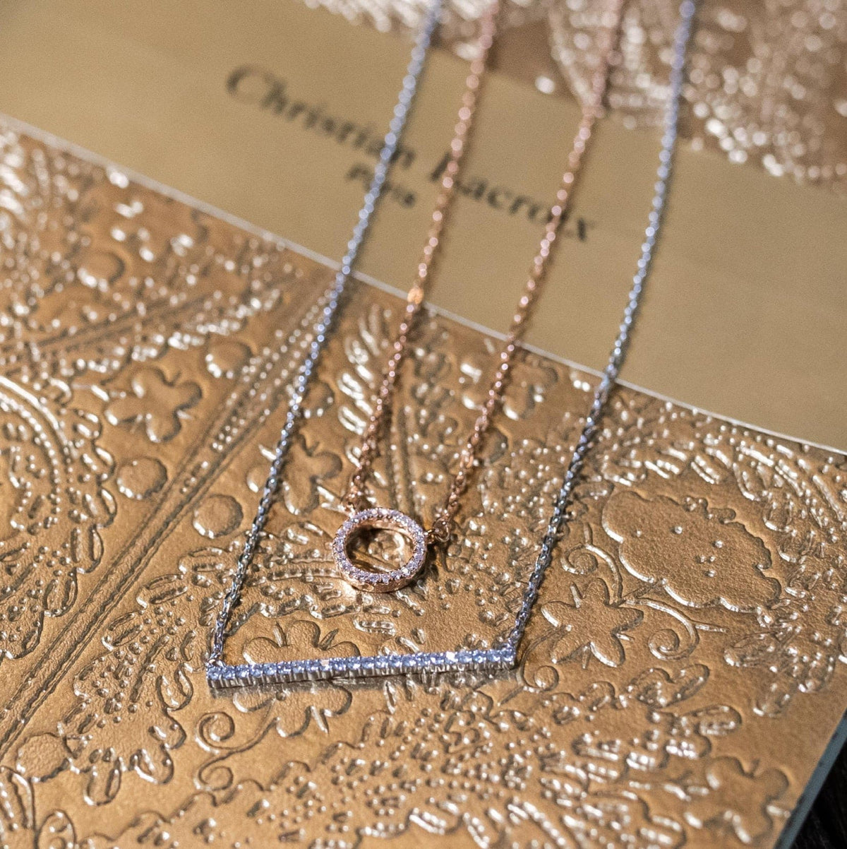 Horizontal diamond bar necklace