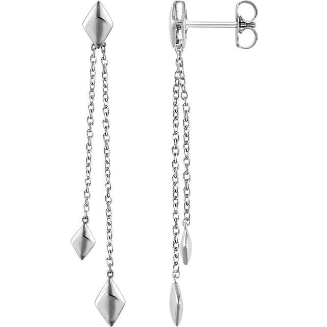 White gold chain dangle earrings