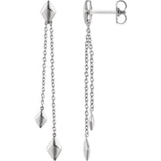 white gold chain dangle earrings