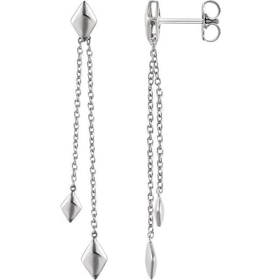 white gold chain dangle earrings