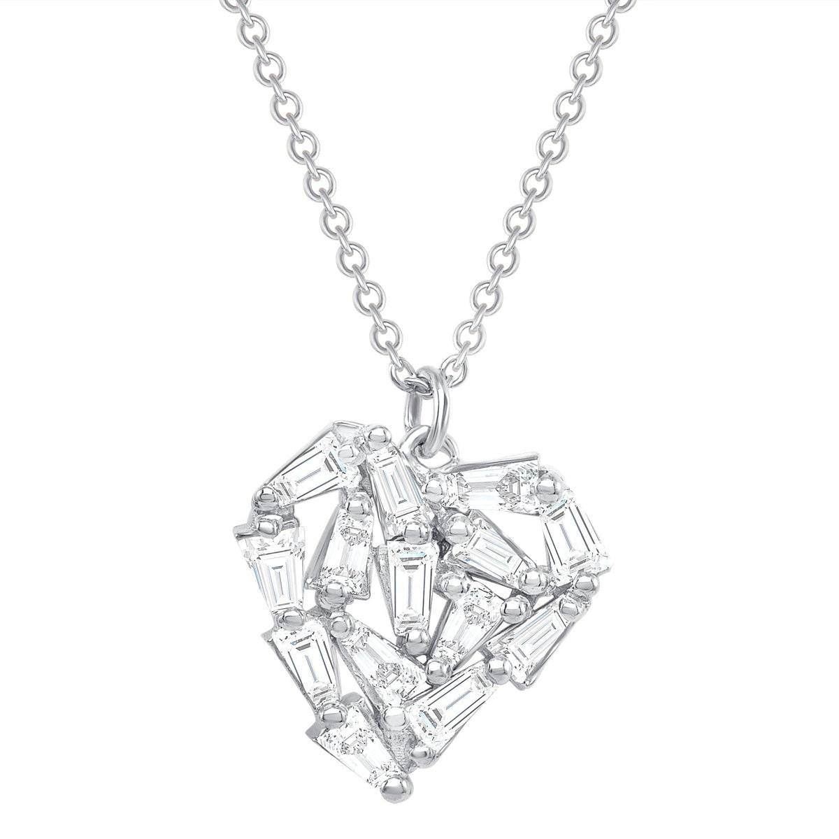 White gold diamond heart necklace