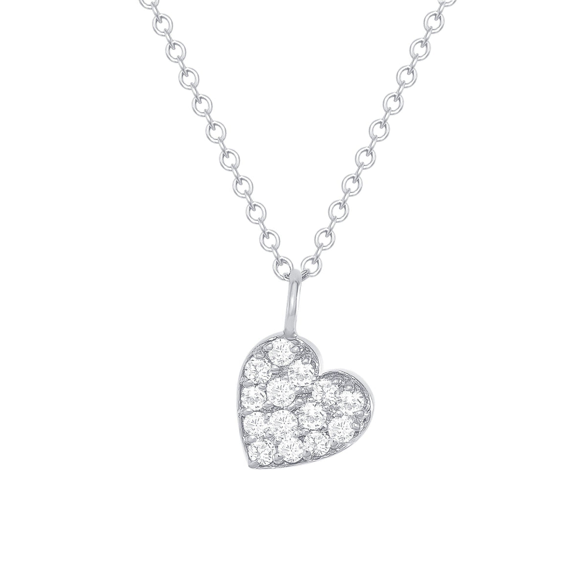White gold diamond heart necklace