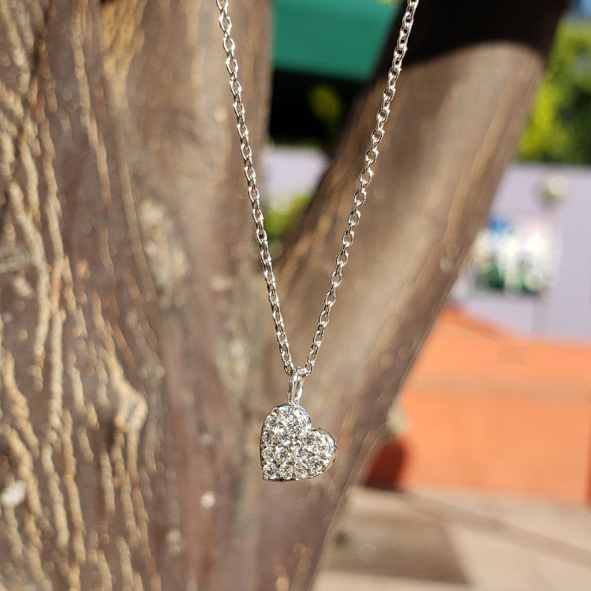 White gold diamond heart necklace