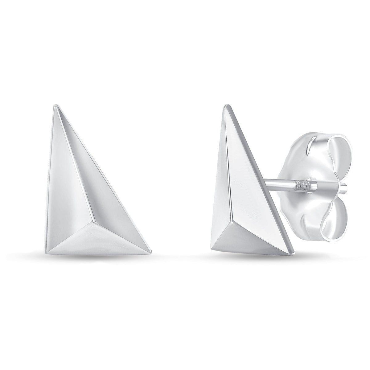 White gold geometric stud earrings