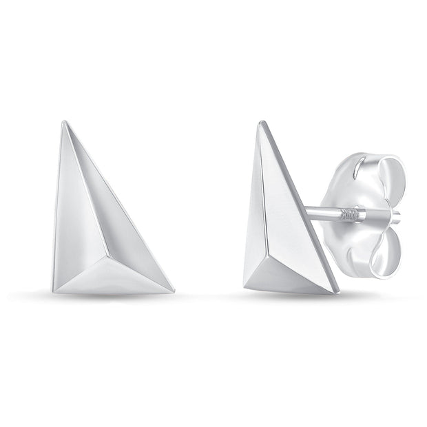 white gold geometric stud earrings