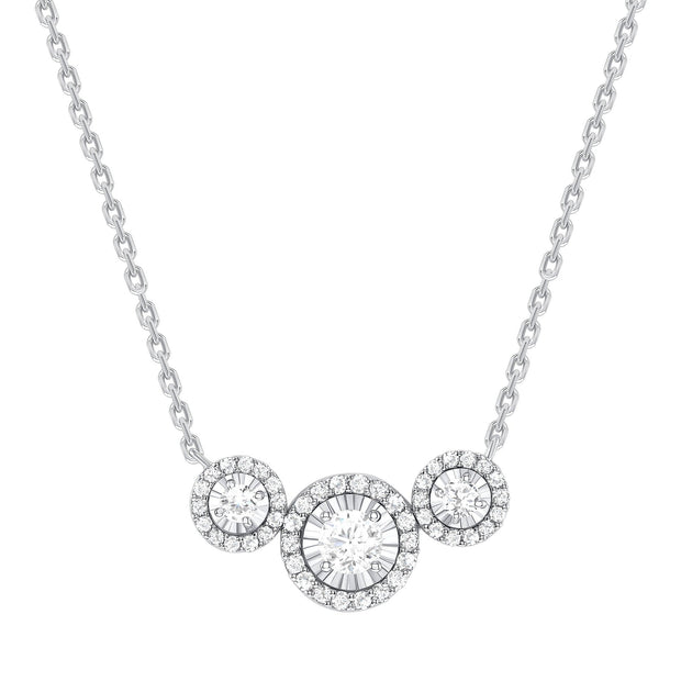 white gold diamond trio necklace