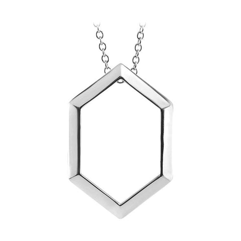 14k white gold hexagon necklace