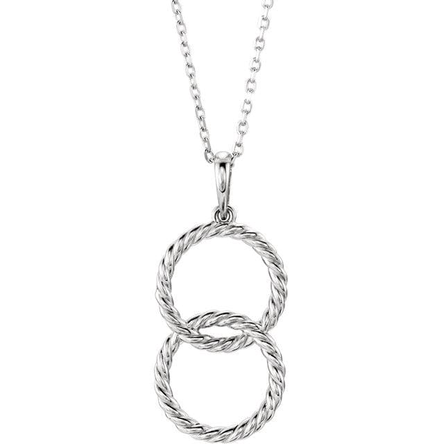 White gold double circle interlock necklace