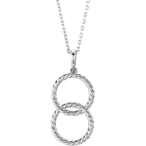 white gold double circle interlock necklace