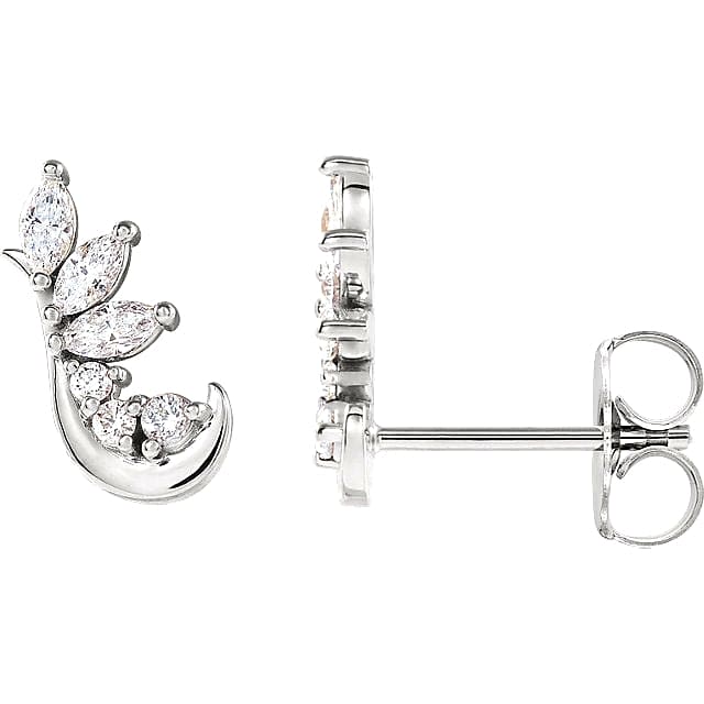 White gold diamond cluster hook earrings