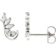 white gold diamond cluster hook earrings