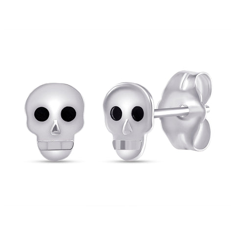 white gold skull stud earrings