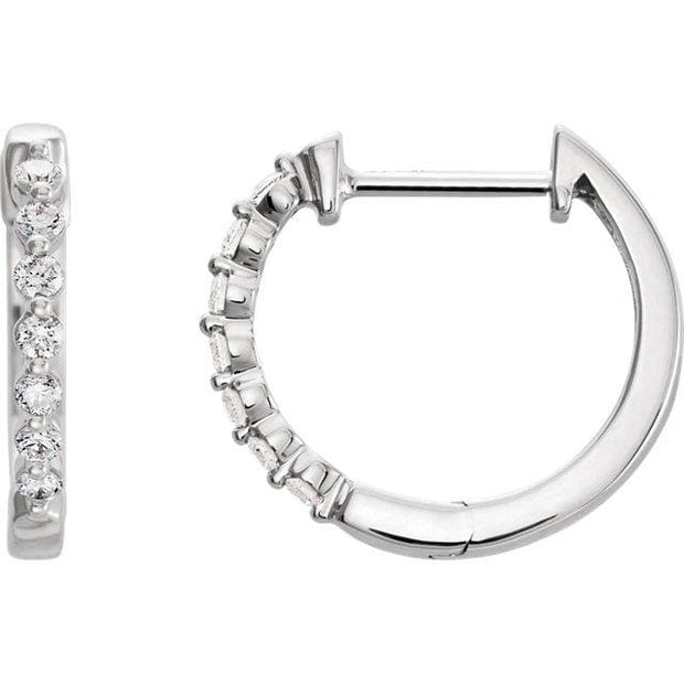 white gold diamond huggie hoops