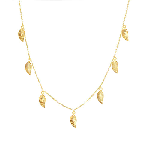 14k yellow gold leaf chain necklace