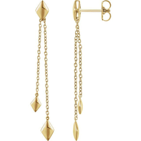 yellow gold chain dangle earrings