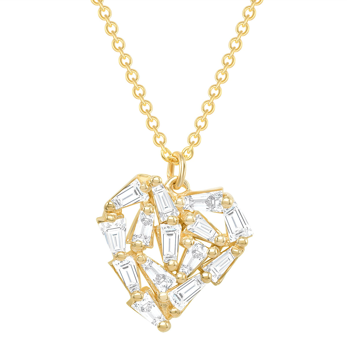 Yellow gold diamond heart necklace