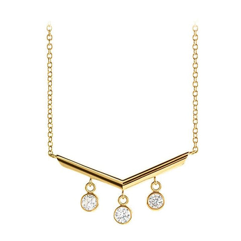 14k yellow gold chandelier diamond bar necklace