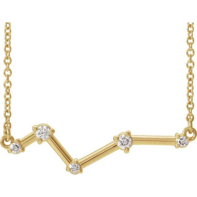 Yellow gold constellation bar necklace