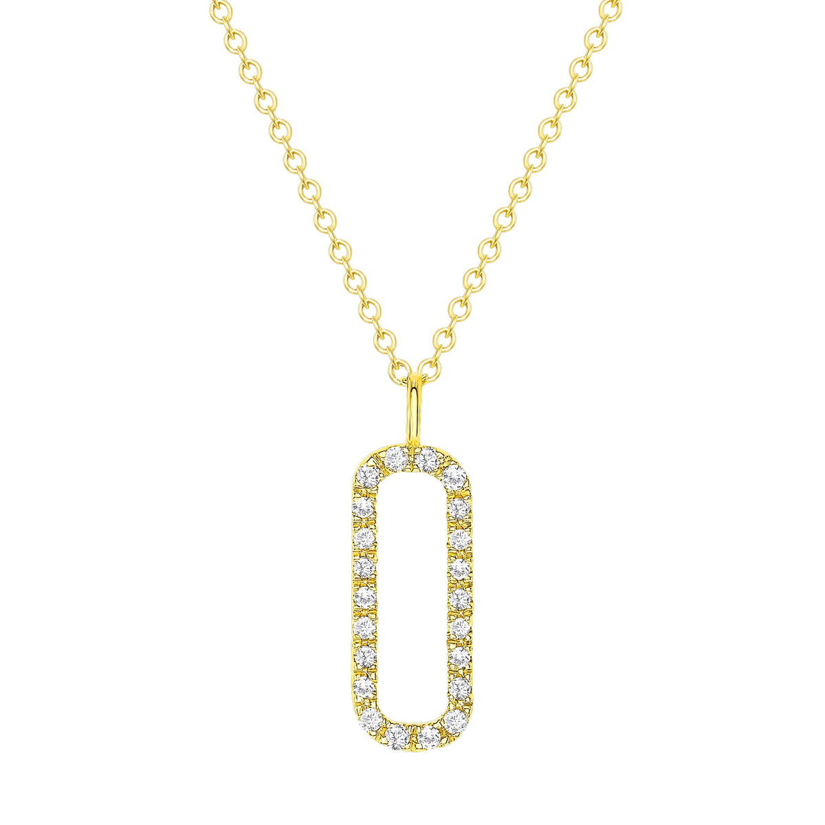 Yellow gold open bar diamond necklace