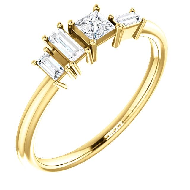 14k yellow gold geometric diamond ring