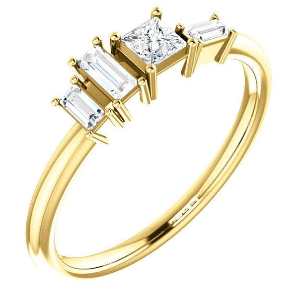 14k yellow gold geometric diamond ring