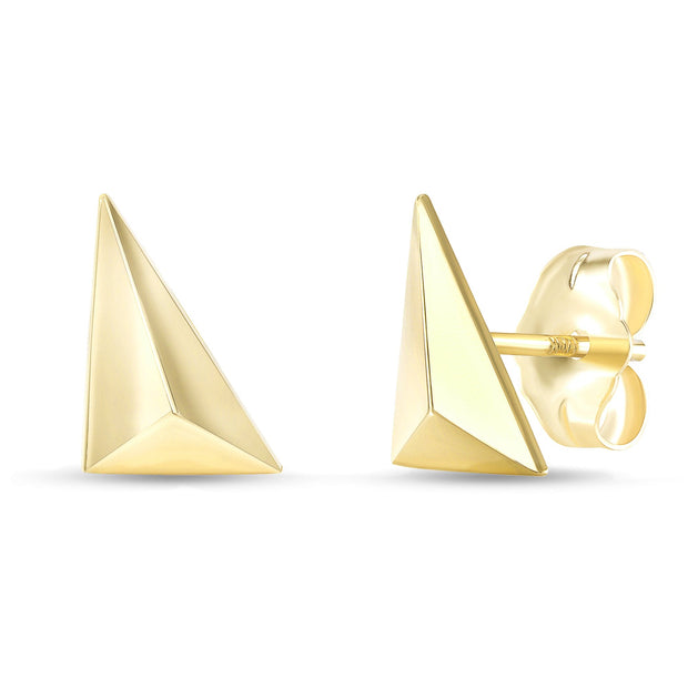 yellow gold geometric stud earrings