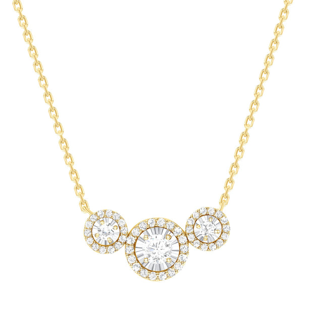 yellow gold diamond trio necklace