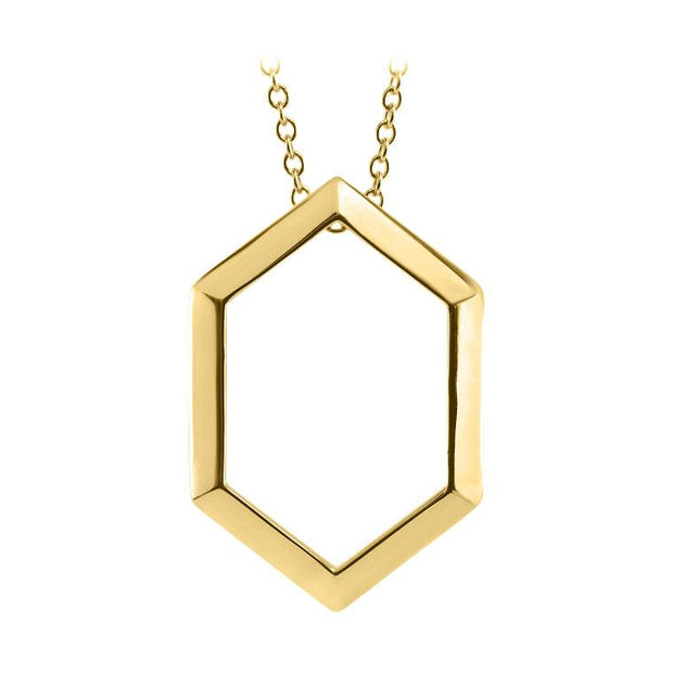 14k yellow gold hexagon necklace