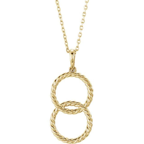 yellow gold double circle interlock pendant 