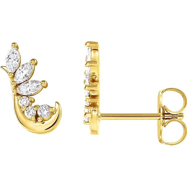 Yellow gold cluster diamond stud earrings