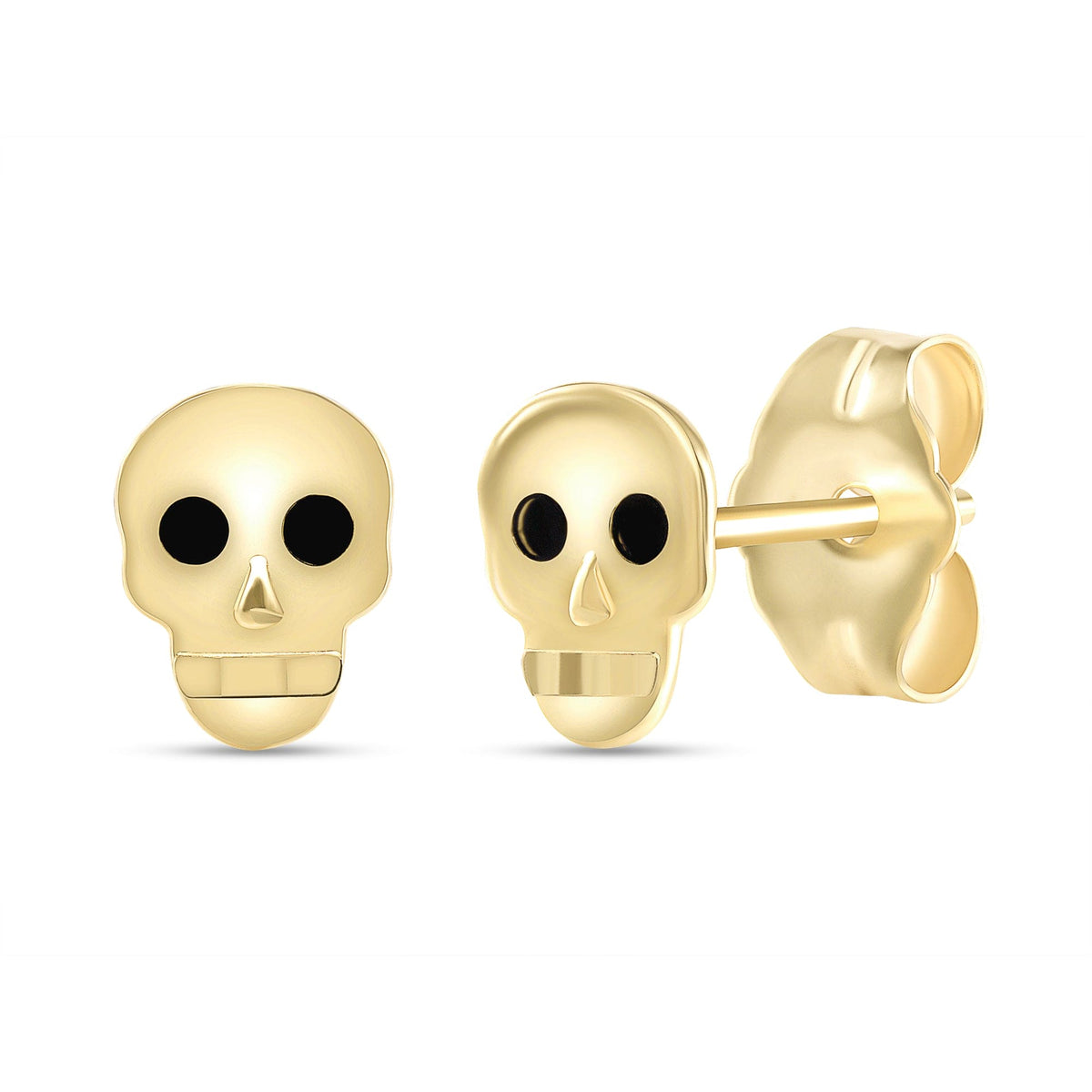 Yellow gold skull stud earrings