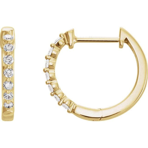 yellow gold diamond encrusted huggie hoops