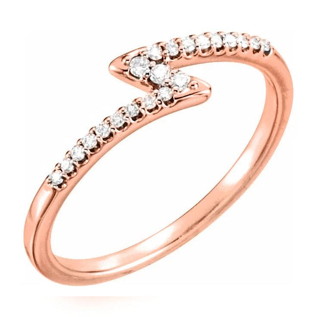 14k rose gold zig zag diamond ring