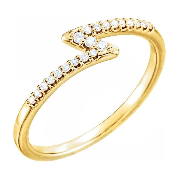 14k yellow gold zig zag diamond ring